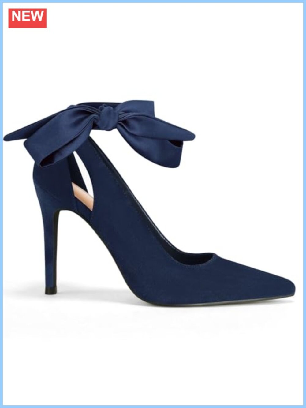 Women's Satin Bow Tie Stiletto Heels Pointed Toe Ankle Strap Wedding Pumps